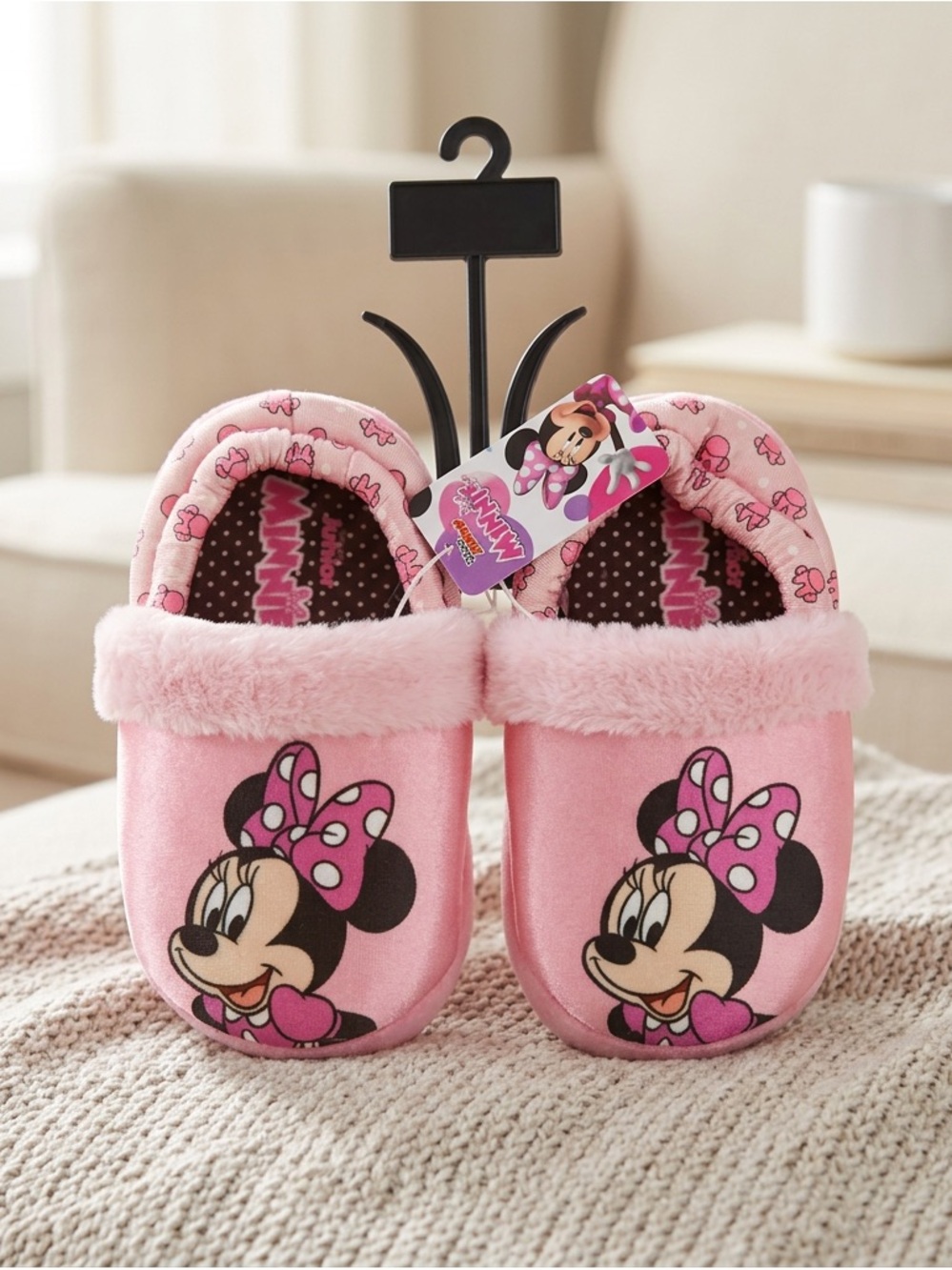 Disney Minnie Mouse Pink Girls Slippers Toddler Size 9/10 NEW
